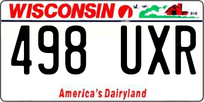 WI license plate 498UXR