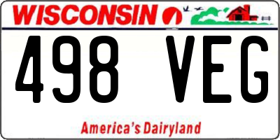 WI license plate 498VEG