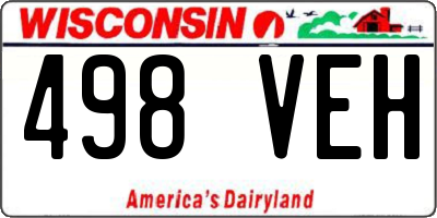 WI license plate 498VEH