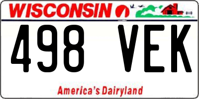 WI license plate 498VEK