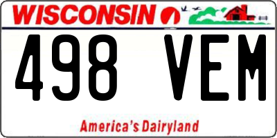 WI license plate 498VEM