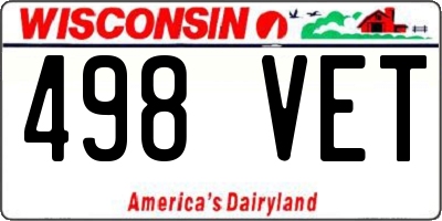 WI license plate 498VET
