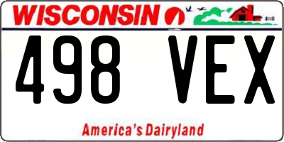 WI license plate 498VEX