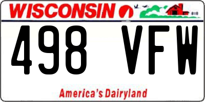 WI license plate 498VFW
