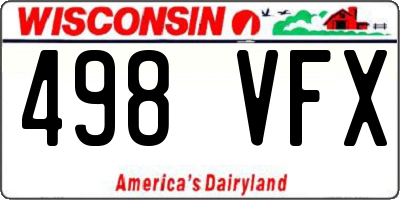 WI license plate 498VFX