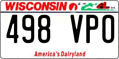 WI license plate 498VPO