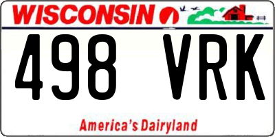 WI license plate 498VRK