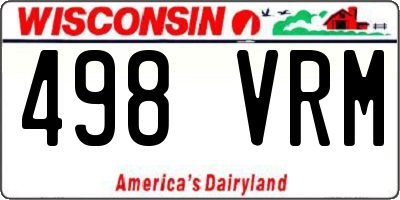 WI license plate 498VRM