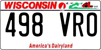 WI license plate 498VRO