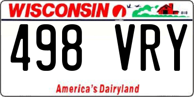 WI license plate 498VRY