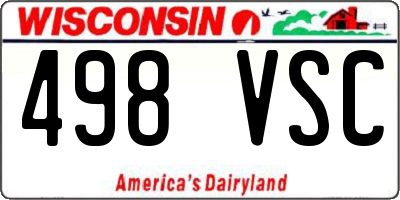 WI license plate 498VSC