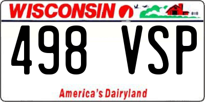 WI license plate 498VSP