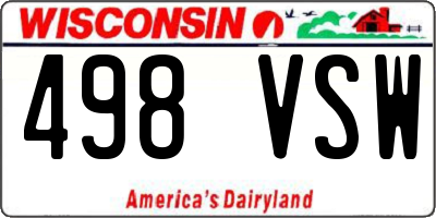 WI license plate 498VSW