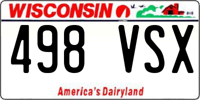 WI license plate 498VSX