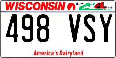 WI license plate 498VSY