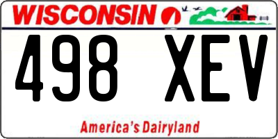 WI license plate 498XEV