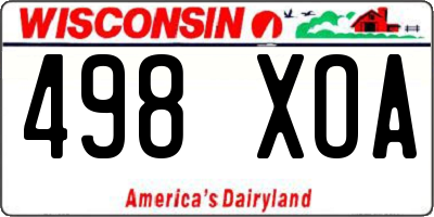 WI license plate 498XOA