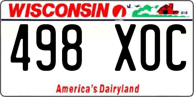 WI license plate 498XOC