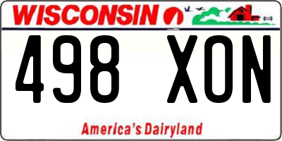 WI license plate 498XON