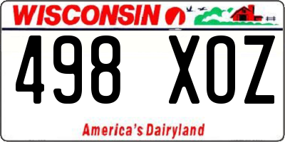 WI license plate 498XOZ