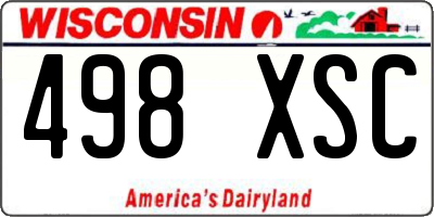 WI license plate 498XSC