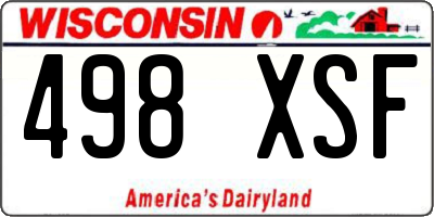 WI license plate 498XSF