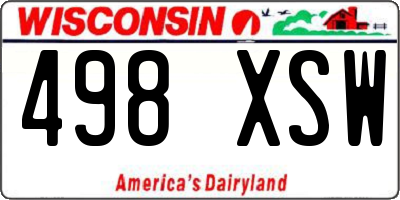 WI license plate 498XSW