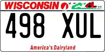 WI license plate 498XUL