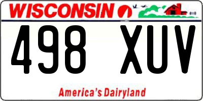 WI license plate 498XUV