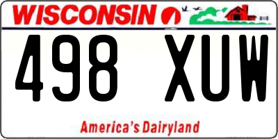 WI license plate 498XUW