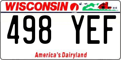 WI license plate 498YEF