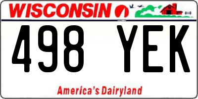 WI license plate 498YEK
