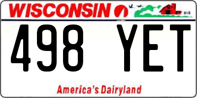 WI license plate 498YET