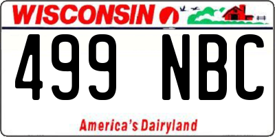 WI license plate 499NBC
