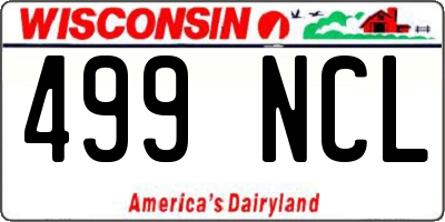 WI license plate 499NCL
