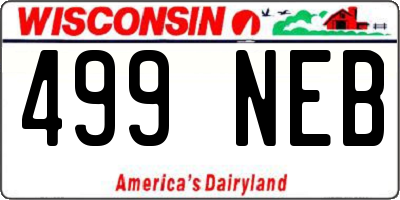 WI license plate 499NEB