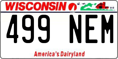 WI license plate 499NEM