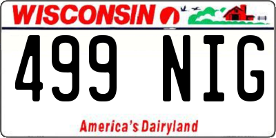 WI license plate 499NIG