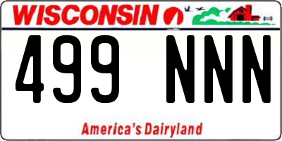 WI license plate 499NNN