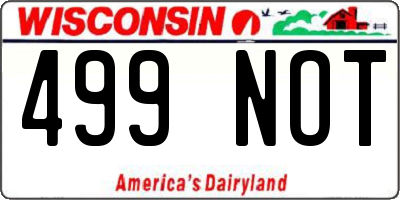 WI license plate 499NOT