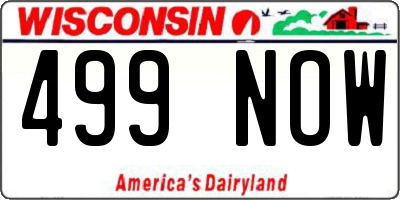 WI license plate 499NOW