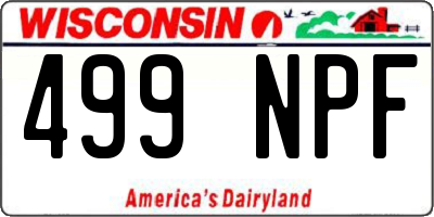 WI license plate 499NPF