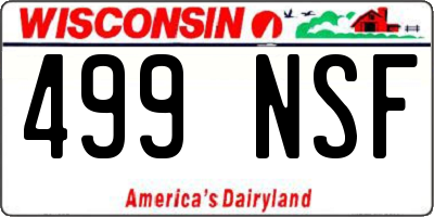 WI license plate 499NSF