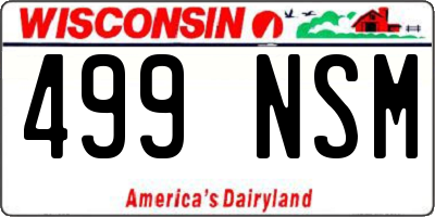 WI license plate 499NSM