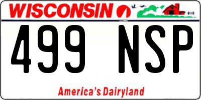 WI license plate 499NSP