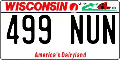 WI license plate 499NUN