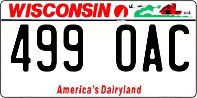 WI license plate 499OAC