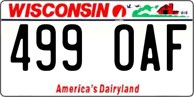 WI license plate 499OAF