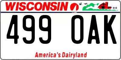 WI license plate 499OAK