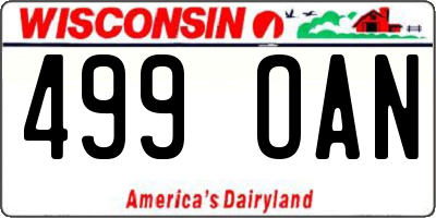 WI license plate 499OAN
